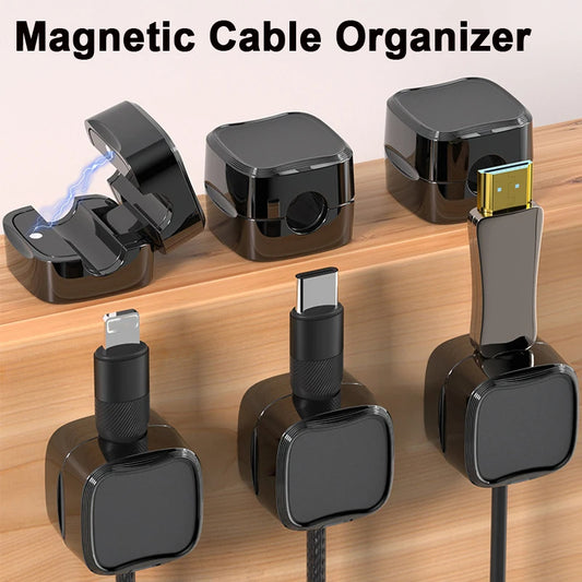 Magnetic Cable Clip Under Desk Cable Management Adjustable Cord Holder Wire Organizer And Cable Management Wire Keeper